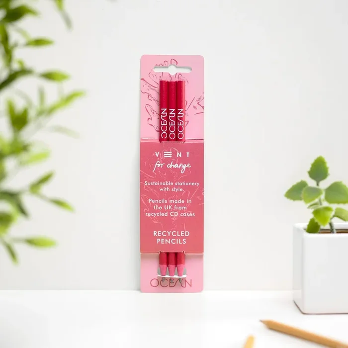 Coral Pink Pack of 3 Pencils
