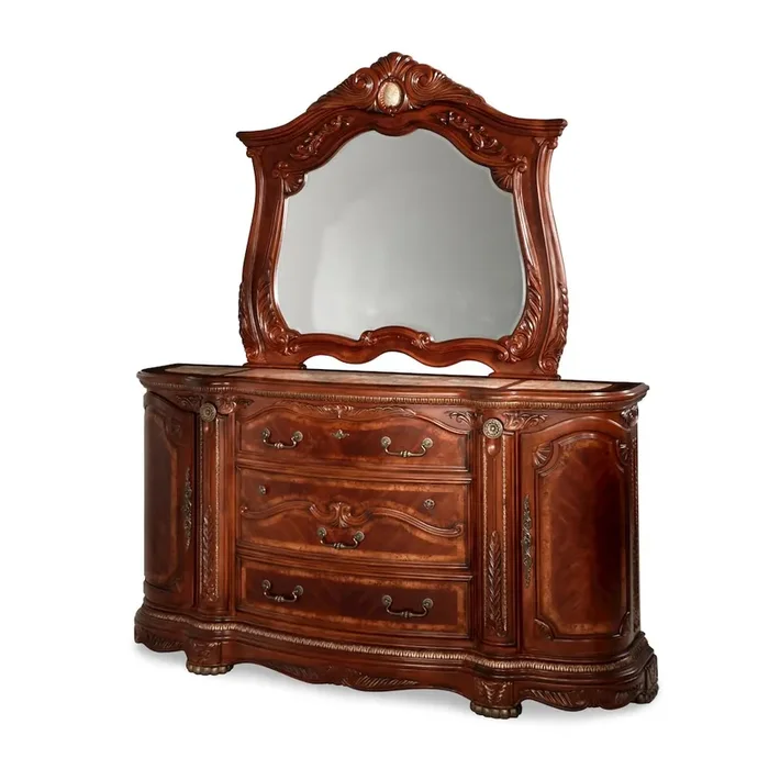 Cortina Dresser & Mirror – Honey Walnut