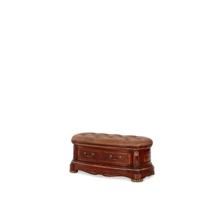Cortina Leather Bedside Bench – Honey Walnut