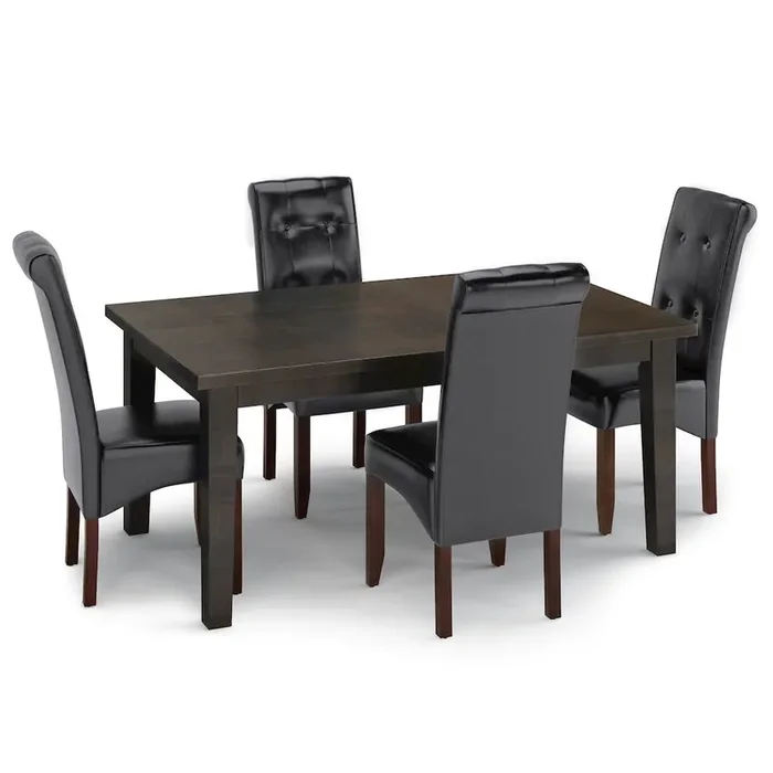 Cosmopolitan Solid Hardwood 5 Piece Dining Set In Midnight Black