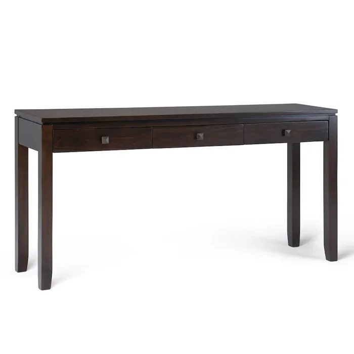 Cosmopolitan Solid Wood Wide Console Sofa Table In Mahogany Brown