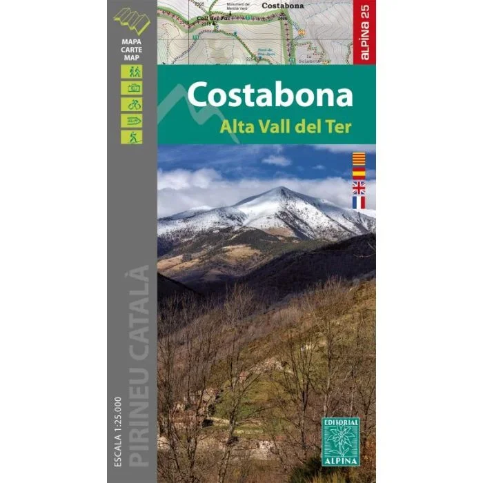 Costabona – Alta Val de Ter, Catalan Pyrenees, Spain 1:25,000 Editorial Alpina Hiking Map and Folder