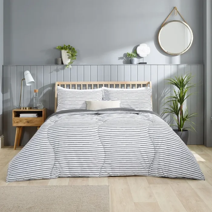 Coverless Comfort Printed Stripe Grey 10.5 Tog Duvet
