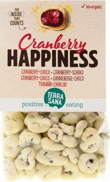Cranberry in weißer Schokolade BIO 150 g – TERRASANA