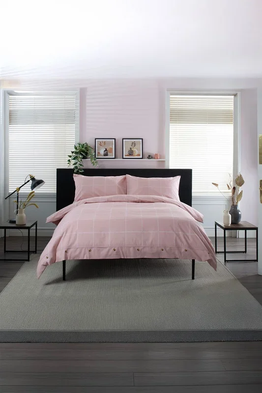 Crossley Heath Duvet Set – 100% Cotton with Piped Cuffs & Button Detail