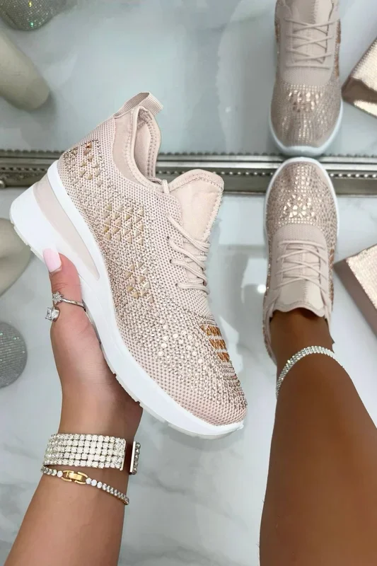 Crystal Stretch Comfort Wedge Trainers
