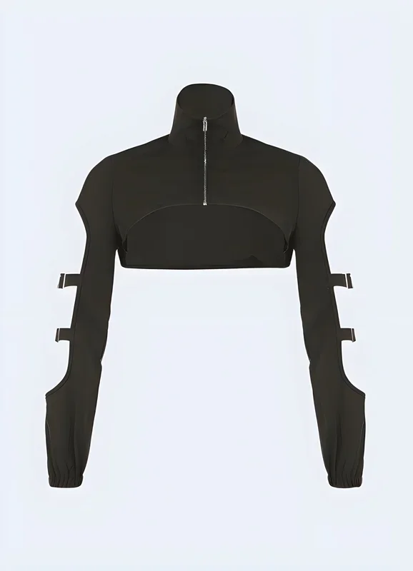 Cyberpunk Black Sleeves Turtleneck