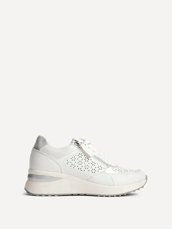 Daisie White Faux Leather Platform Trainers