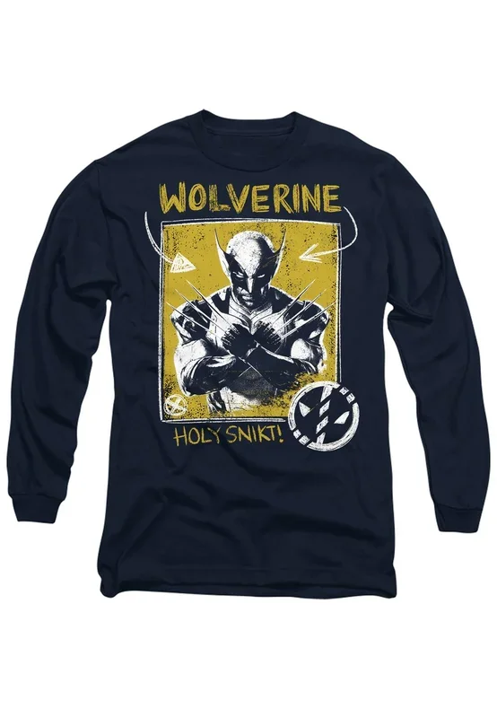 Deadpool Wolverine Holy Snikt Wolverine Long Sleeve T-Shirt, Navy