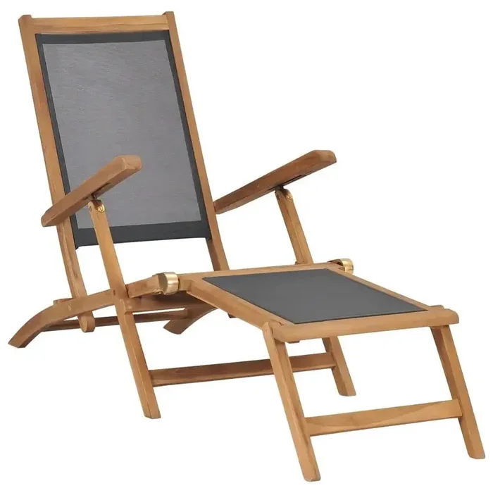 Deck Chair with Footrest in Solid Teak Wood
