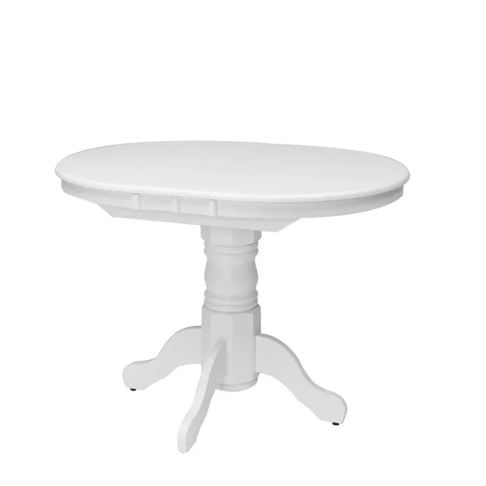 Dillon Extendable White Oval Pedestal Dining Table with 12in Butterfly Leaf