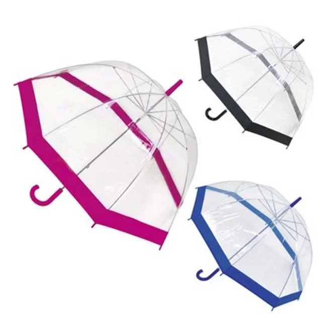 Dome Umbrella Clear with Colour Border 23″
