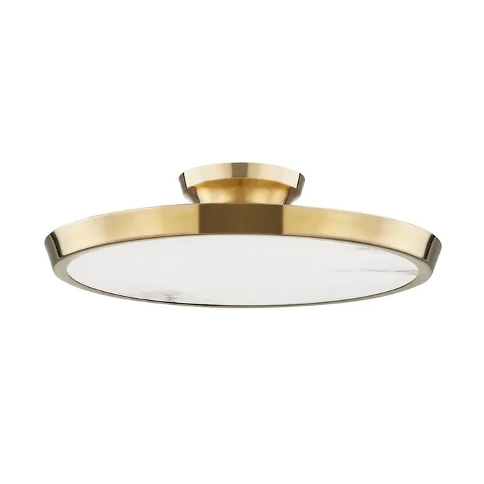 Draper Flush Mount In Aged Brass Color