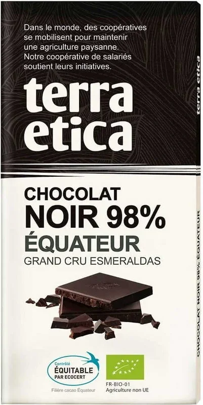 Dunkle Schokolade 98% Ecuador fair gehandelt BIO 100 g – TERRA ETICA