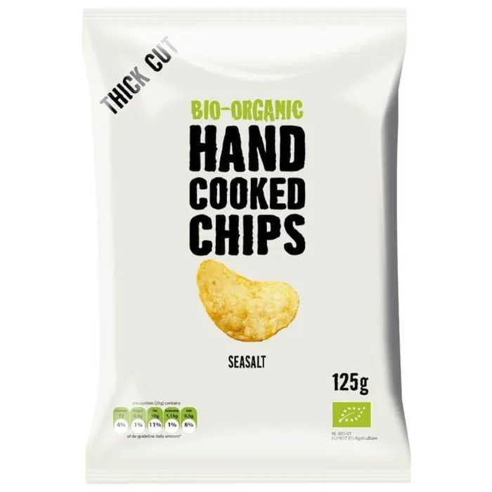 Dünn geschnittene Kartoffelchips mit Meersalz BIO 125 g – TRAFO