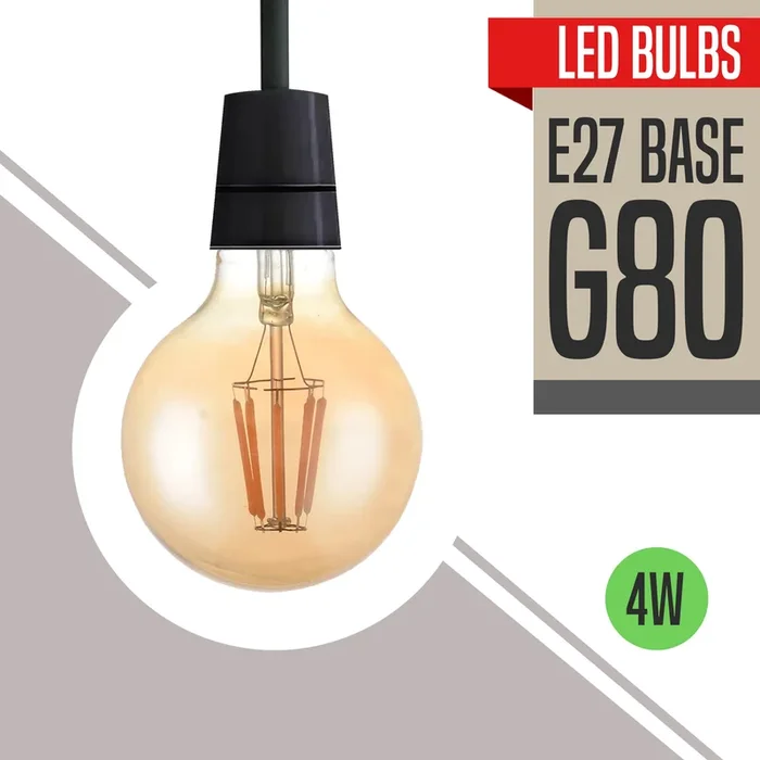E27 4W G80 Dimmable LED Vintage Filament Classic Light Bulb~2639