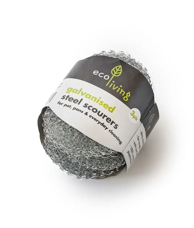 Eco Living Steel Scourers – x3 Pack