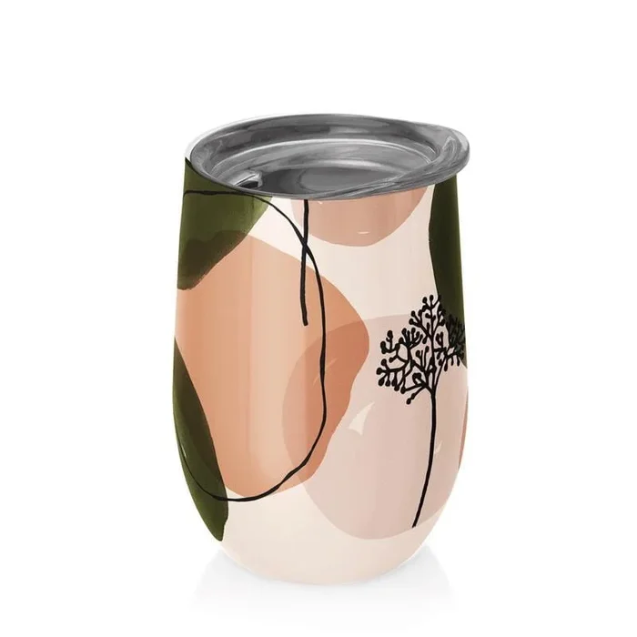 Edelstahlbecher mit Oliven- und Pfirsichdeckel 420 ml – CHIC – MIC
