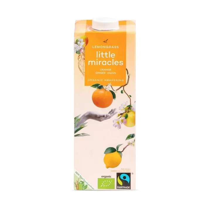Ein erfrischendes Getränk mit einem Geschmack von Zitronengras, Orange, Ingwer BIO 1000 ml – KLEINE WUNDER