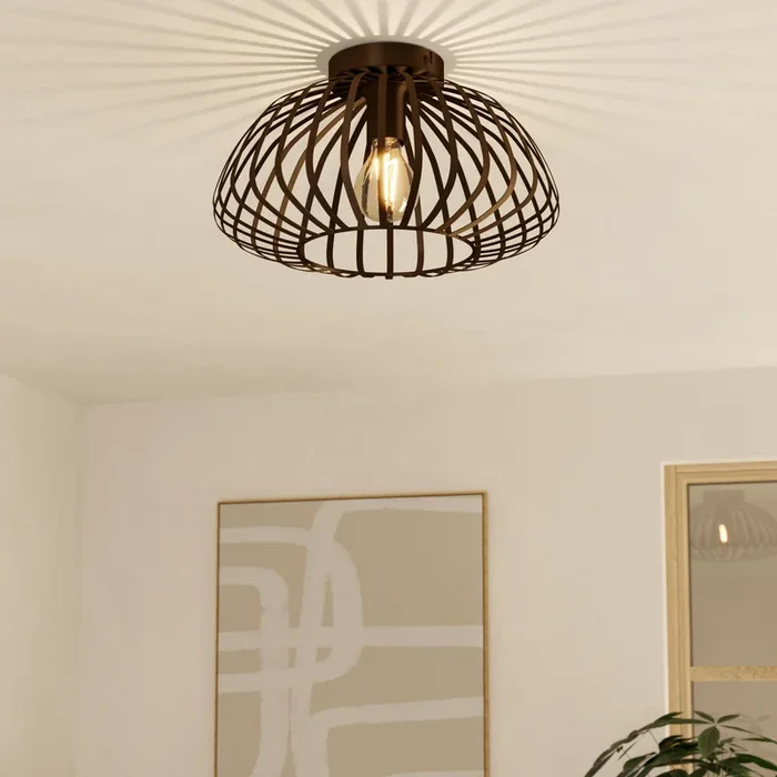Espinal Brown Steel Contemporary Ceiling Light