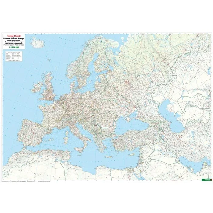 Europe | Freytag & Berndt Railways + Ferries Map 1:5,500,000