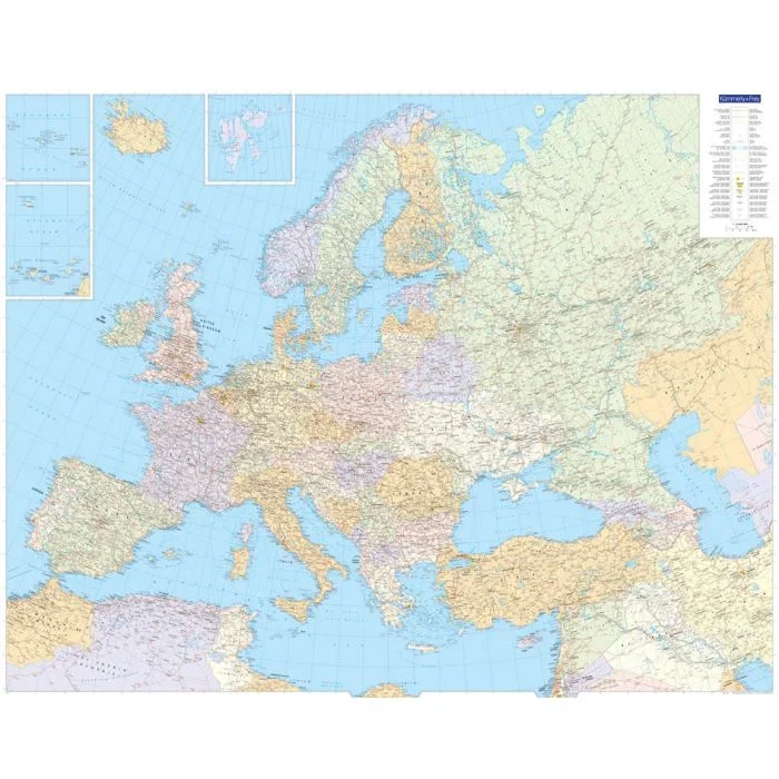 Europe K+F Political Wall Map LAMINATED