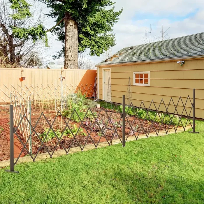 Expanding Trellis Fence Dark Brown | Aluminium Alloy Steel with Scissor Lattice