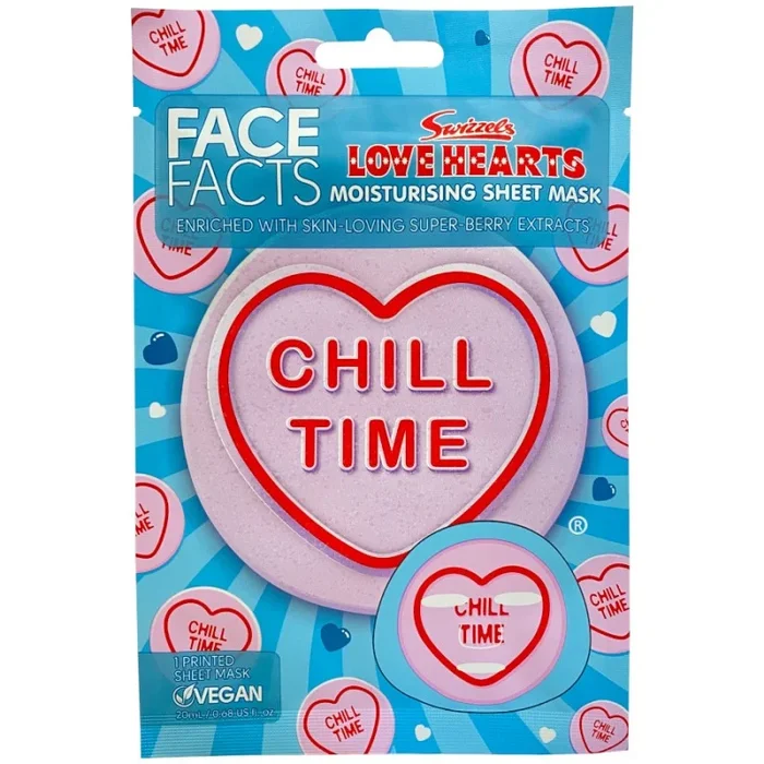 Face Facts Printed Sheet Masks Love Hearts Angel Face & Chill Time – Case of 24