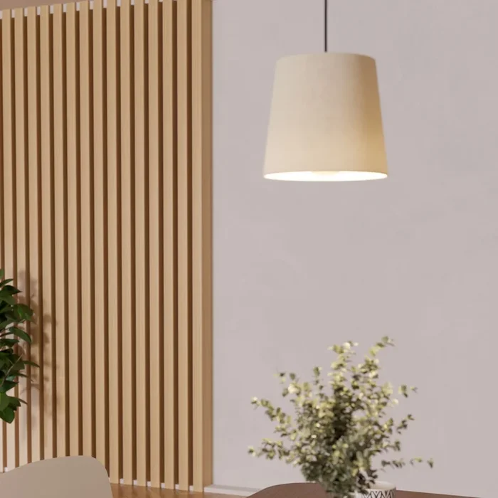 Febres White Fabric & Steel Shade Traditional Pendant