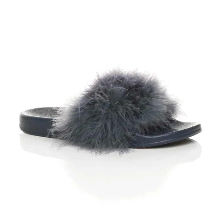 Flat Heel Feather Flip Flop Sandals Sliders