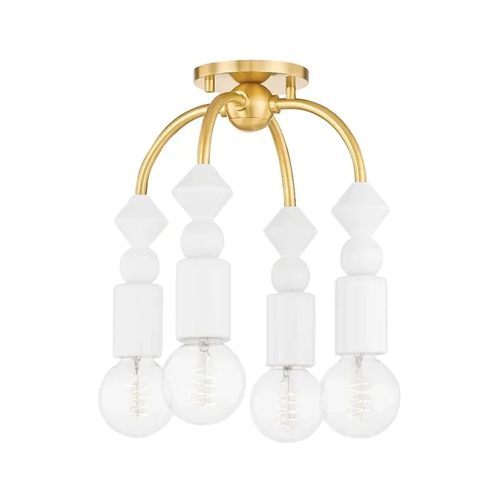Flora Semi Flush In Aged Brass Color
