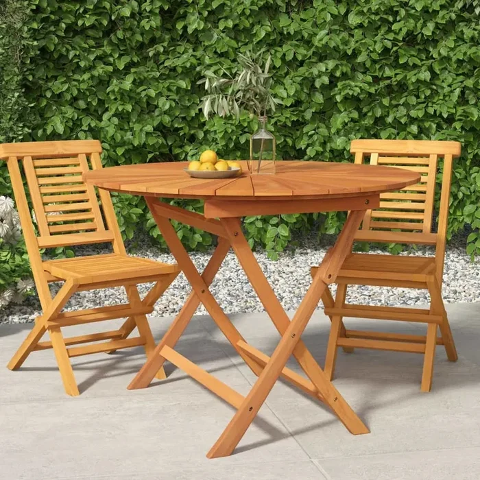 Folding Garden Table in Solid Wood Teak Ø85 x 75 cm