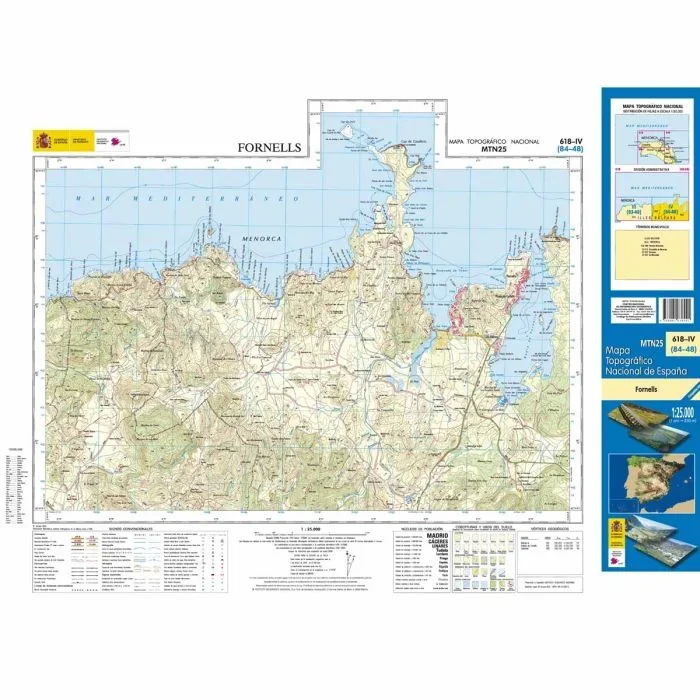 Fornells, Menorca, Spain [618-4] CNIG MTN25 Topographic Map 1:25,000
