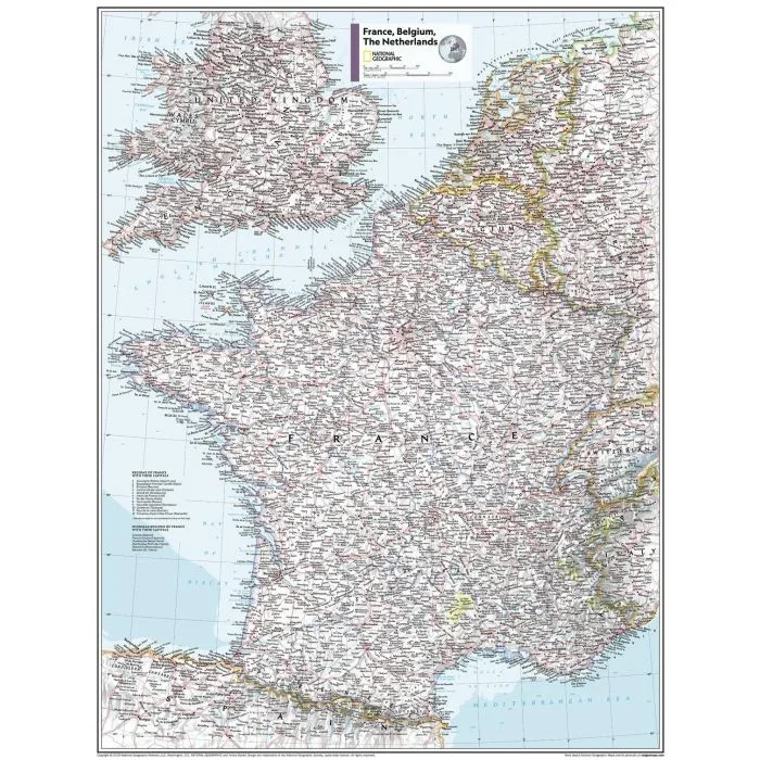 France, Belgium, the Netherlands – Atlas of the World, 11th Edition Map