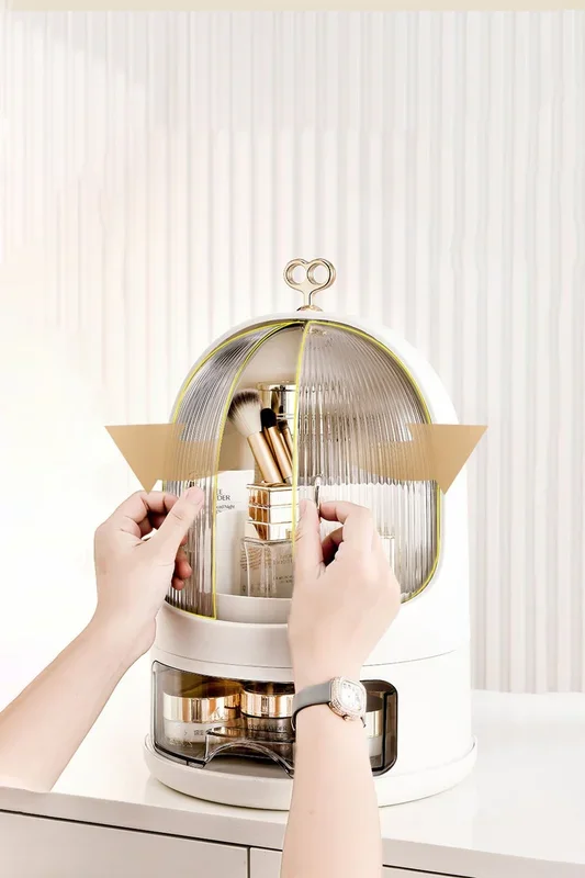 Freestanding Large Rotating Makeup Organizer Storage Box
