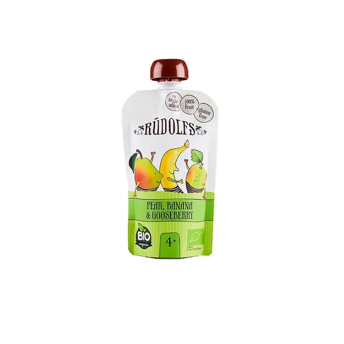 Fruchtmousse: Birne, Banane und Stachelbeere BIO 110 g