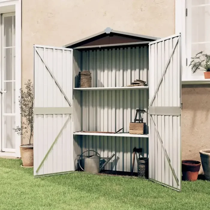 Galvanised Steel Garden Shed in Brown (116 x 45 x 175cm)
