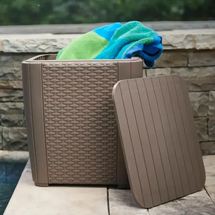 Garden Side Table ‘Luzon’ Flat Wicker in Cappuccino