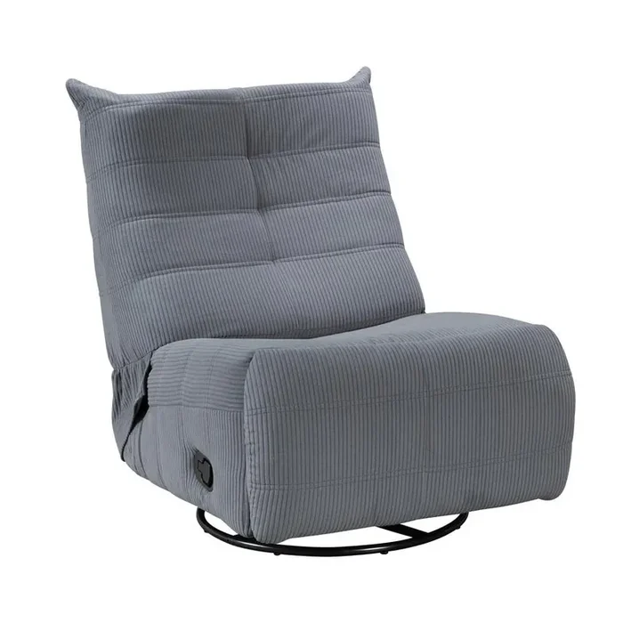 Georgena Blue-Gray Corduroy Swivel Glider Recliner