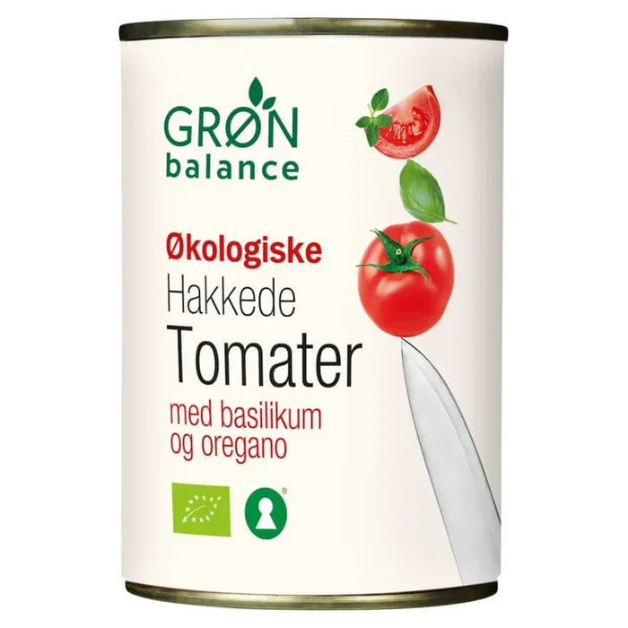 Geschnittene Tomaten ohne Haut mit Oregano und Basilikum BIO 400 g – GRON BALANCE