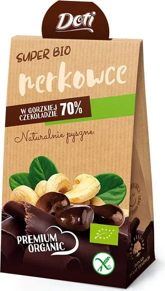 Glutenfreie Cashewnüsse in Zartbitterschokolade BIO 60 g – DOTI