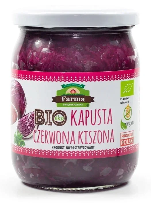 Glutenfreies rotes Sauerkraut BIO 480 g (420 g) – FARMA ŚWIĘTOKRZYSKA
