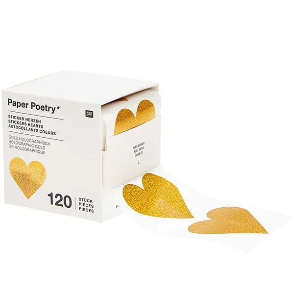 Gold Heart Holographic Stickers