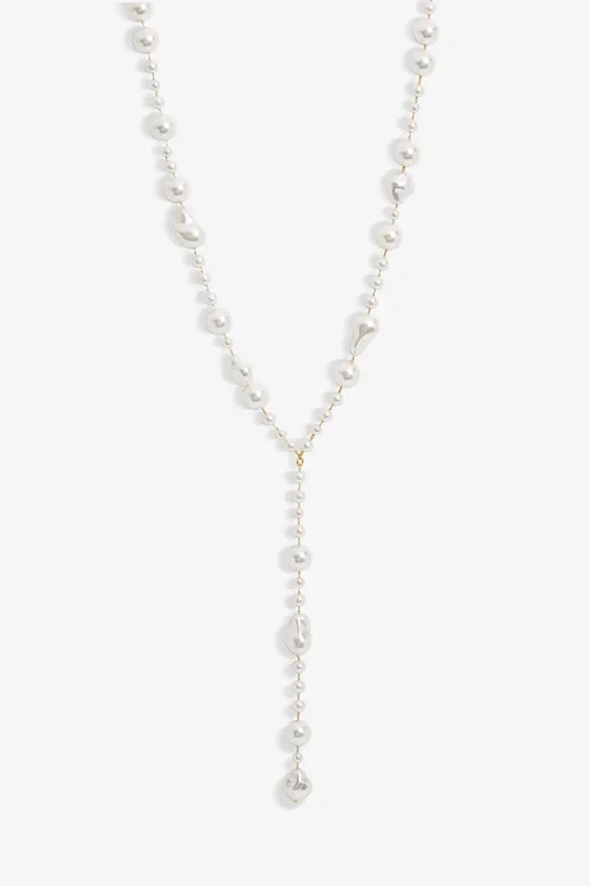 Gold Plated Baroque Y Drop Necklace