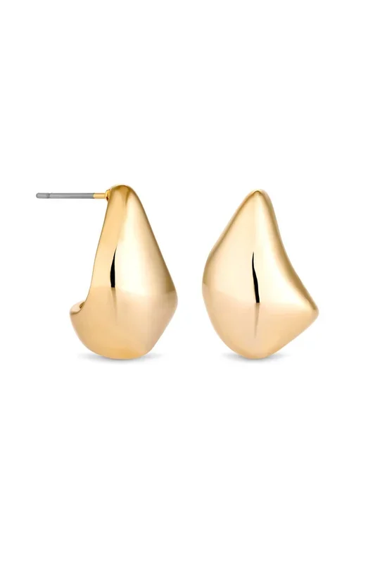 Gold Plated Polished Nugget Stud Earrings