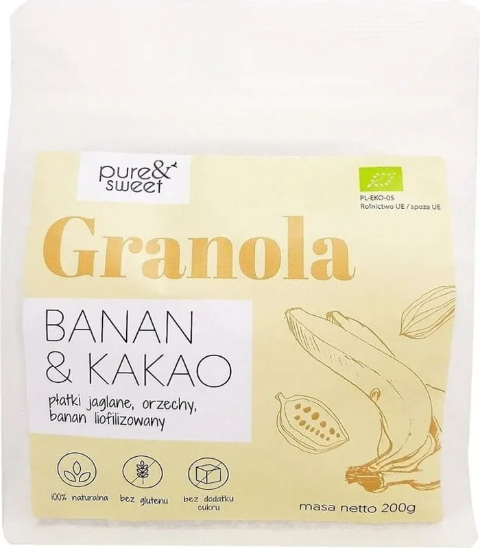 Granola Banane & Kakao glutenfrei BIO 200 g – PURE & SWEET