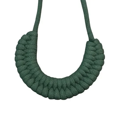Green Knotted Cotton Cord Necklace