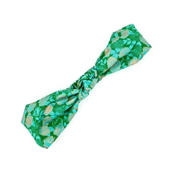 Green Rose Knotted Headband