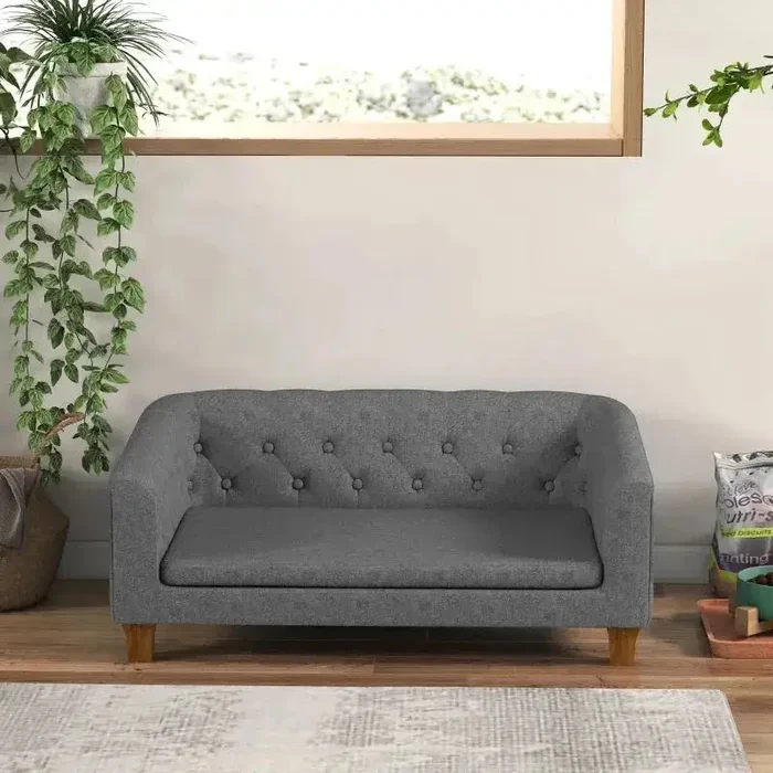 Grey Pet Sofa Bed | Wooden Frame, Removable Cover and Anti-Slip Stability – Up to 20kg PAWHUT