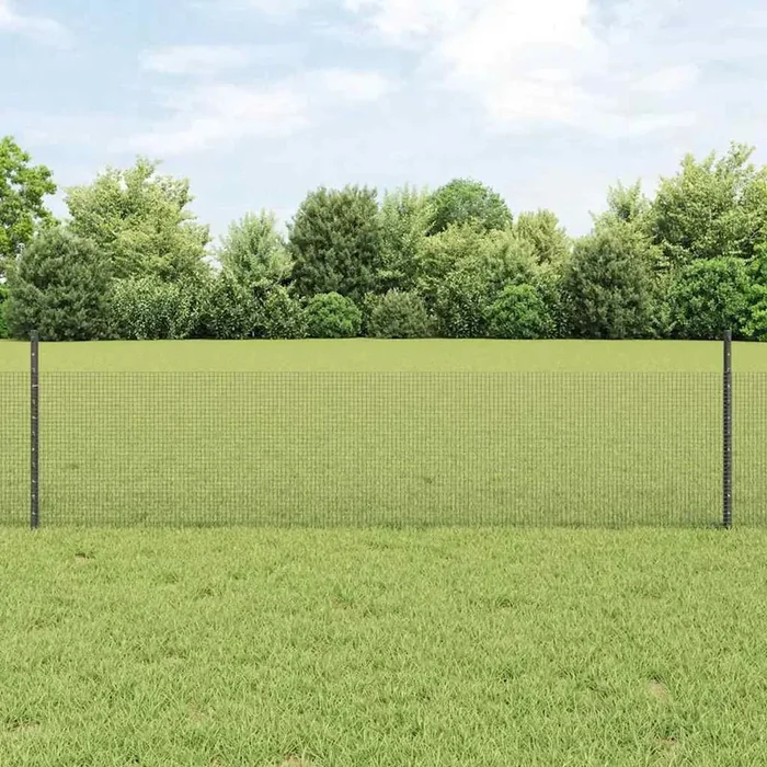 Grey Powder-Coated Metal Chicken Wire Fence Set – 10 x 0.5m | Complete with Posts VIDAXL